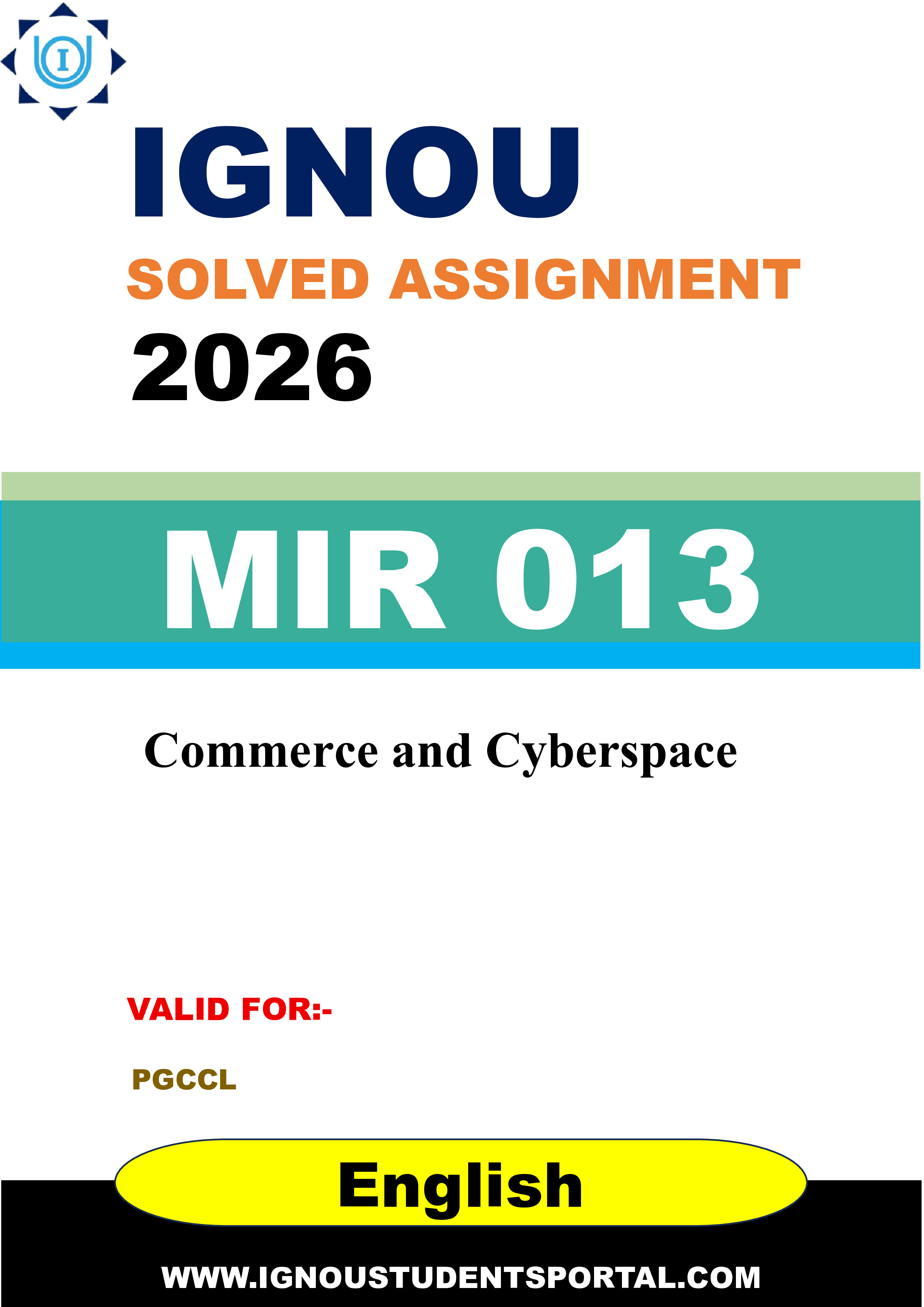 IGNOU MIR 013 Solved Assignment 2026-26: Commerce and Cyberspace (English Medium) | IGNOU Students Portal