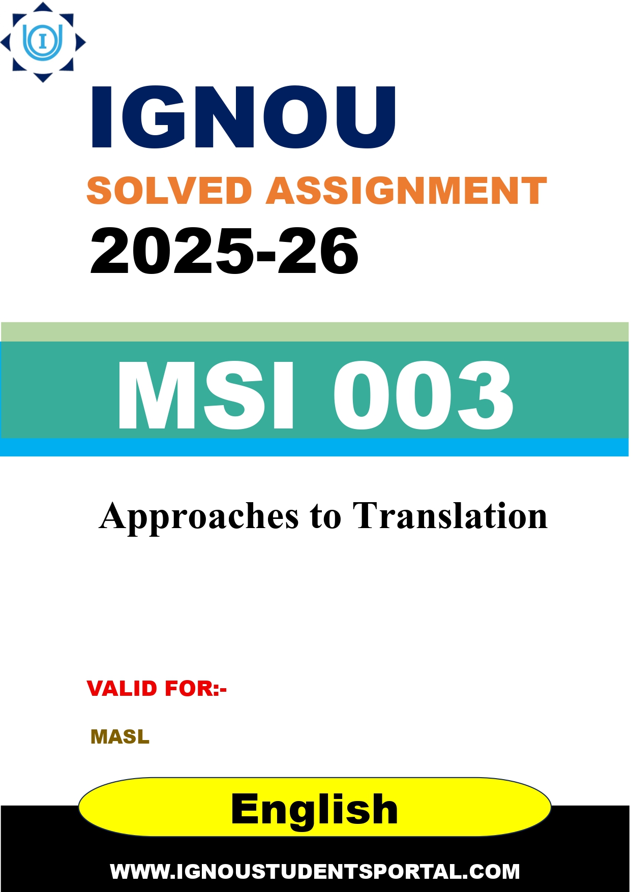 IGNOU MSl 003 Solved Assignment 2025-2026 (English Medium) – Download PDF