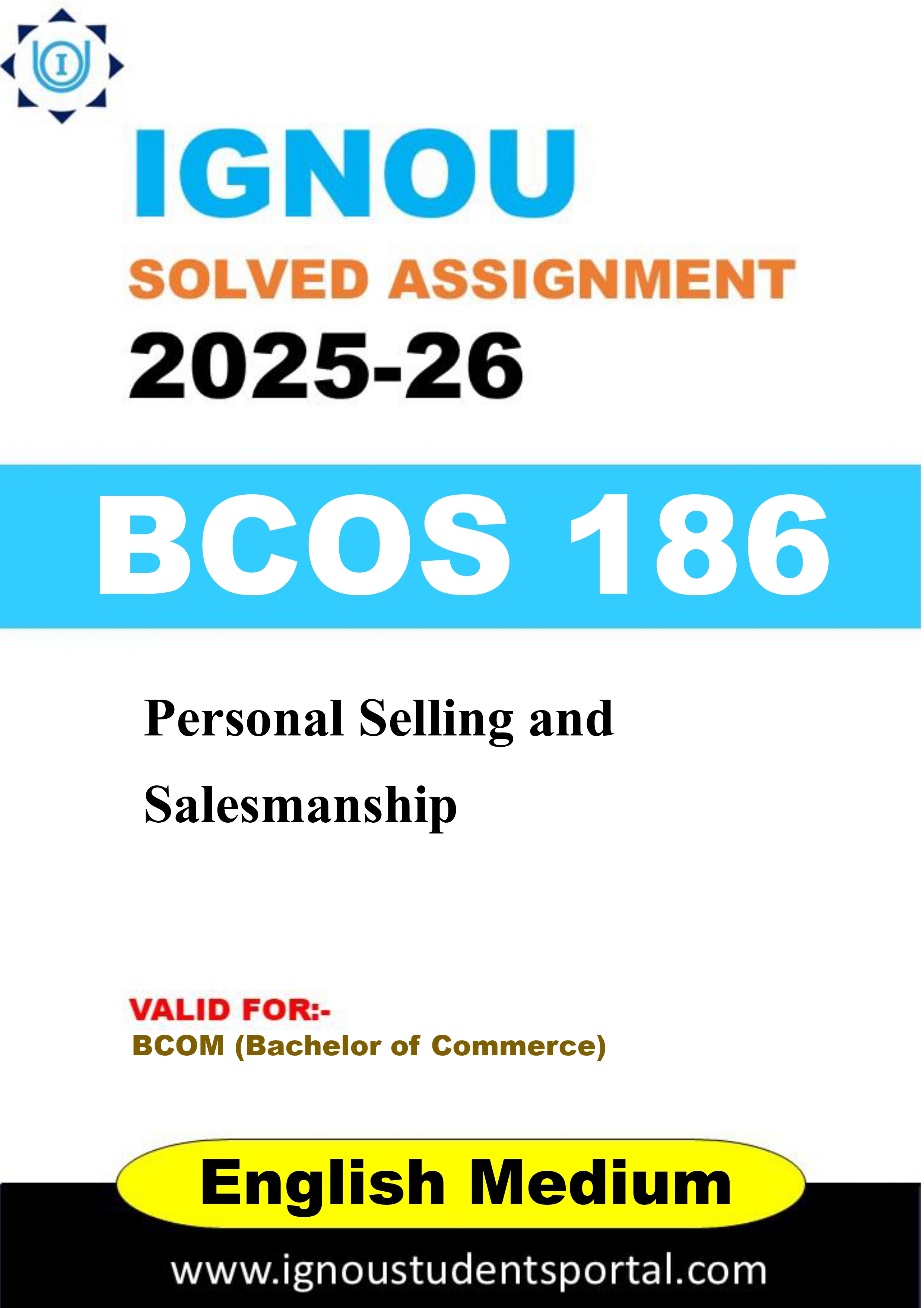 IGNOU BCOS 186 Solved Assignment 2025-2026 (ENGLISH Medium) – Download PDF