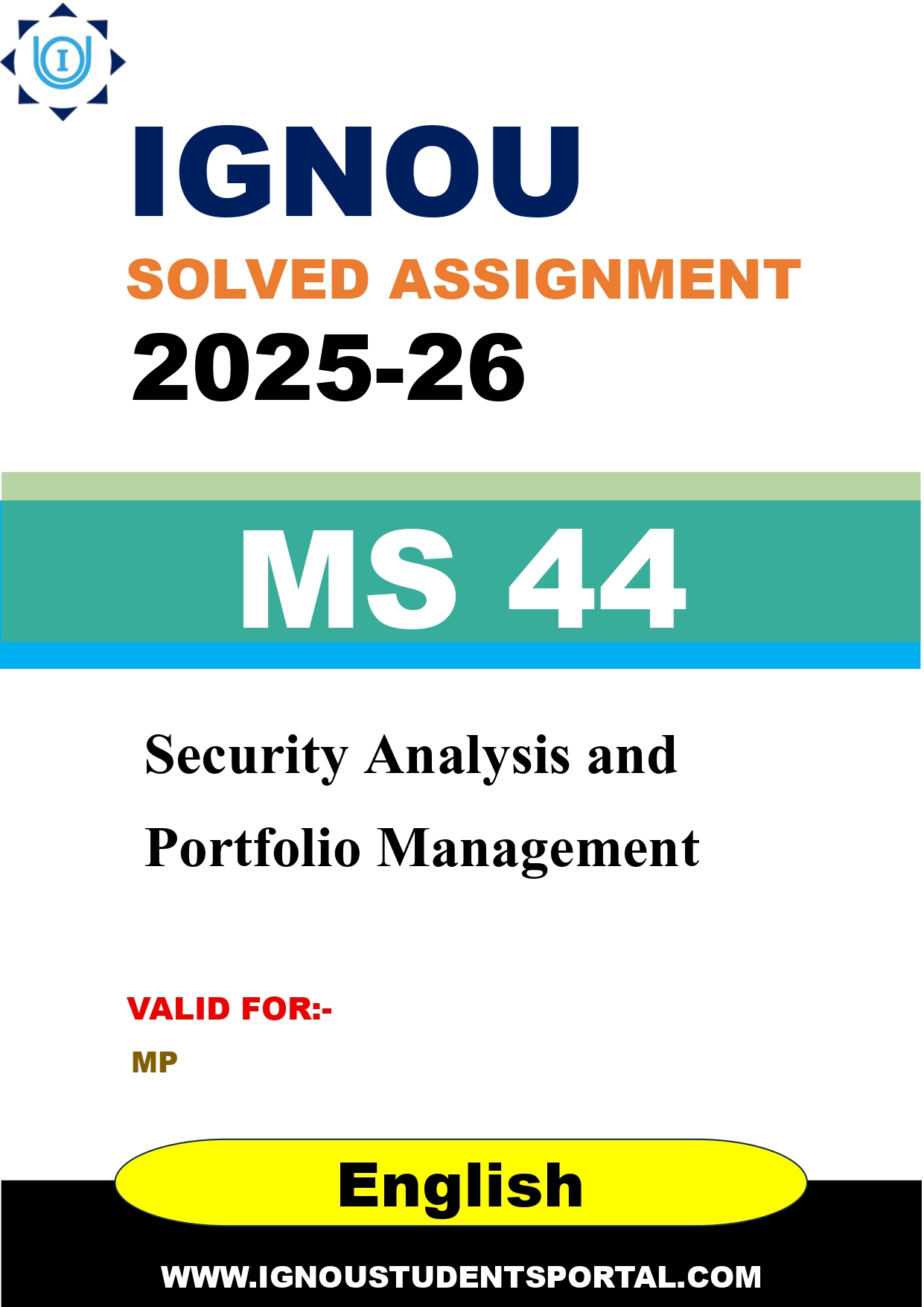IGNOU MS 44 Solved Assignment 2025-2026: Security Analysis and Portfolio Management (English Medium) | IGNOU Students Portal