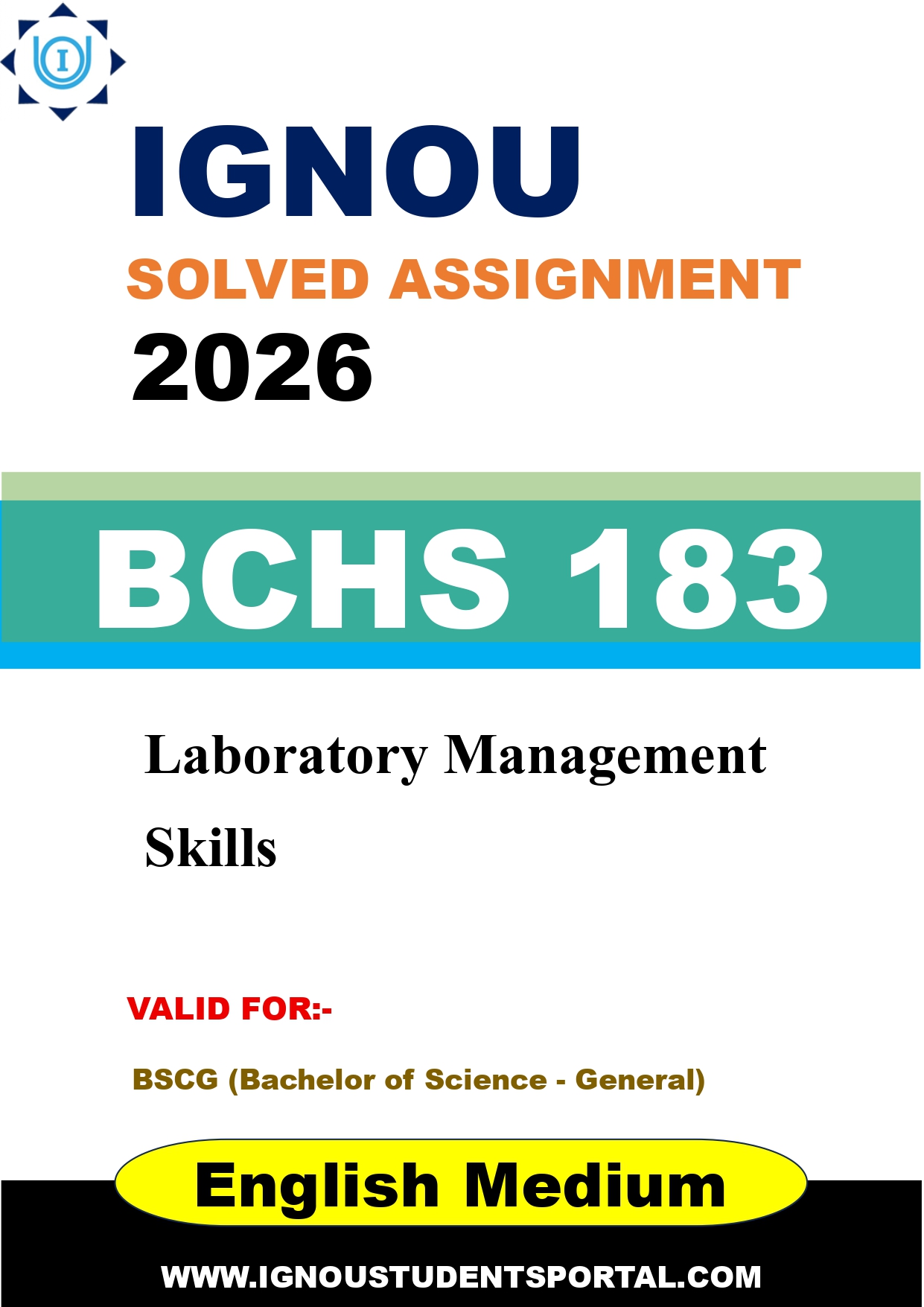 IGNOU BCHS 183 Solved Assignment 2026-26: Laboratory Management (English Medium) | IGNOU Students Portal