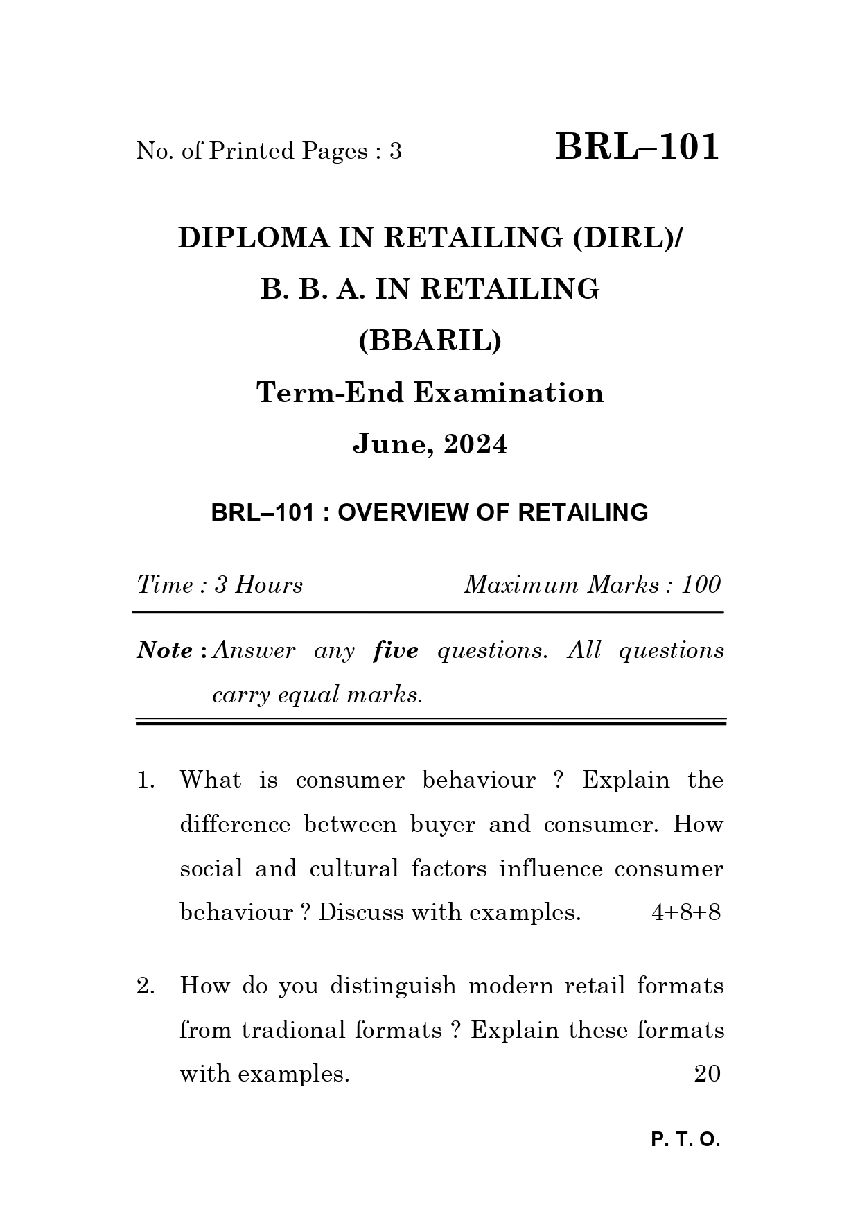IGNOU BRL 101 Solved Previous Year Question Paper – June 2024 (English Medium) – Download PDF